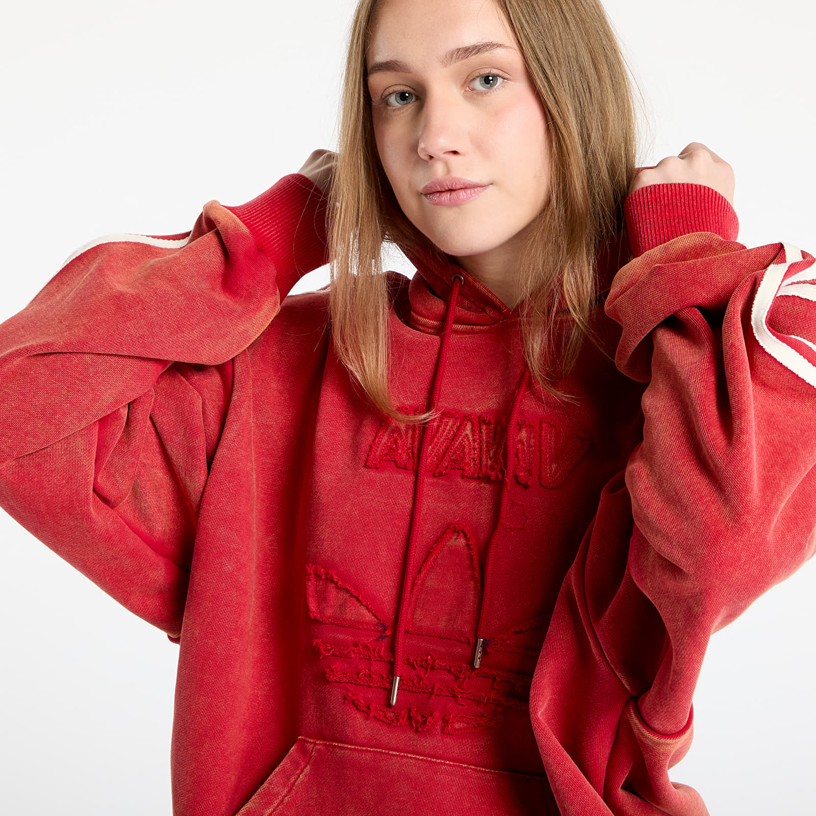 Sweatjacken und Sweatshirts adidas x Avavav Shoulderless Hoodie Red/ Power Red