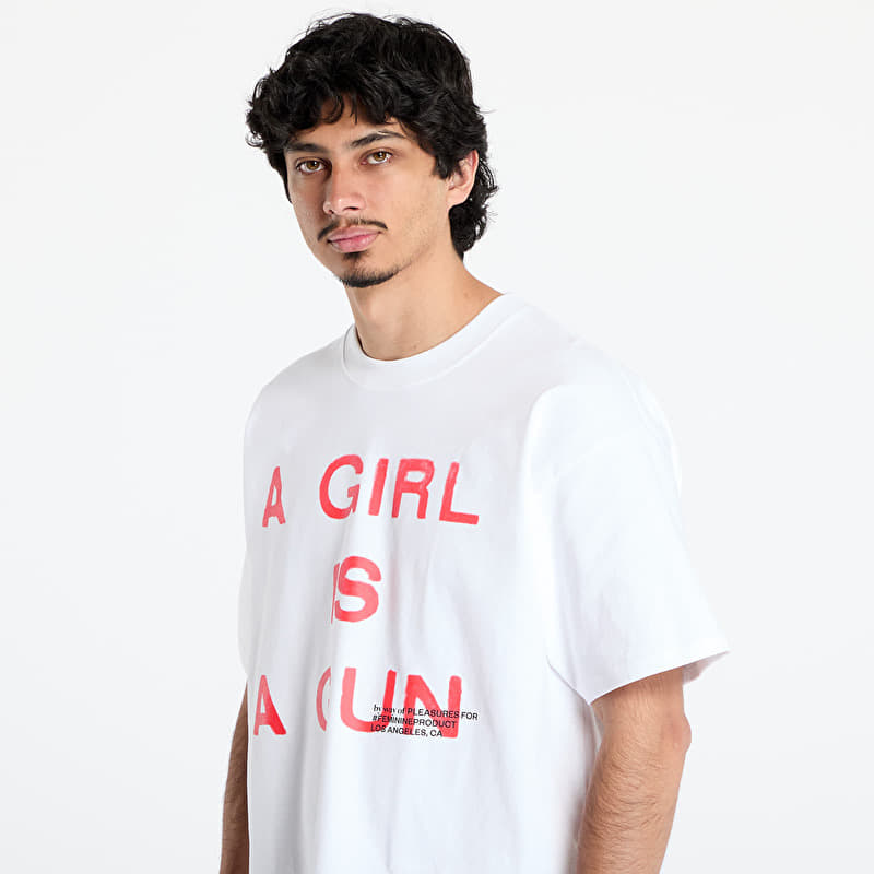 Tricouri PLEASURES Girl Is A Gun T-Shirt White (P25SU061 WHITE