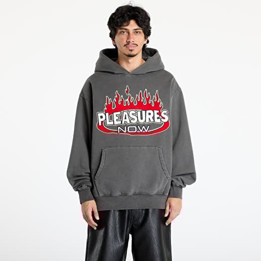 PLEASURES Flame Hoodie Faded Black