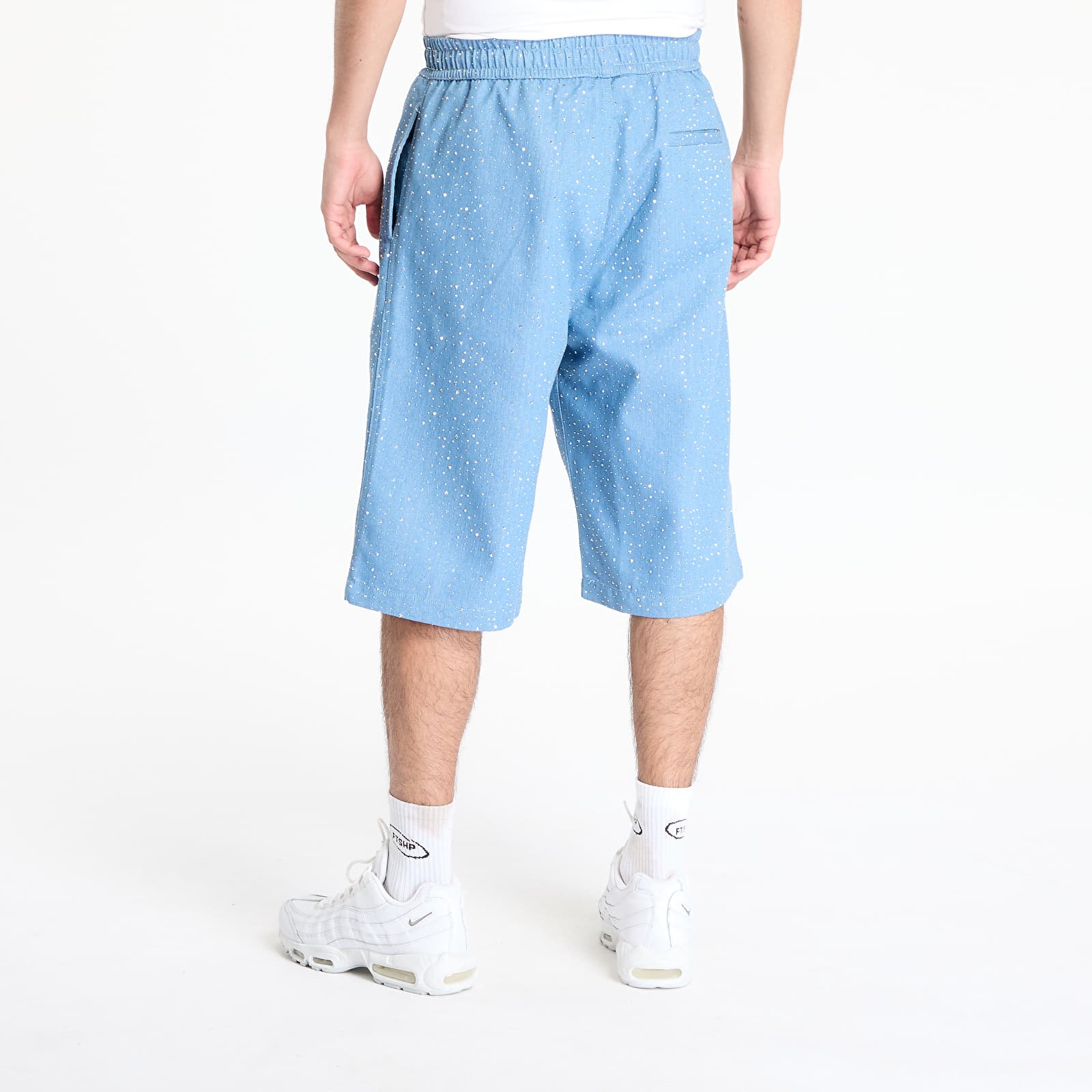 Šorti PLEASURES Glitter Baggy Denim Shorts Light Indigo