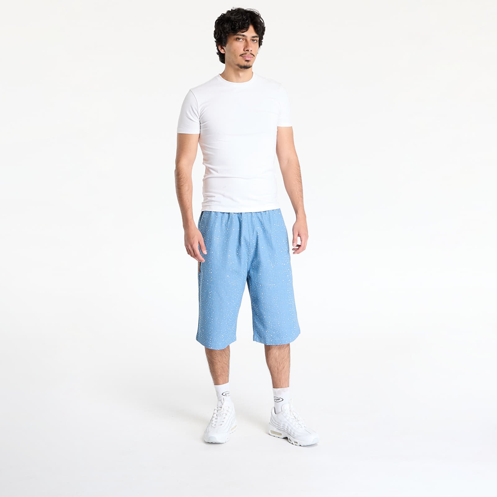 Šorti PLEASURES Glitter Baggy Denim Shorts Light Indigo