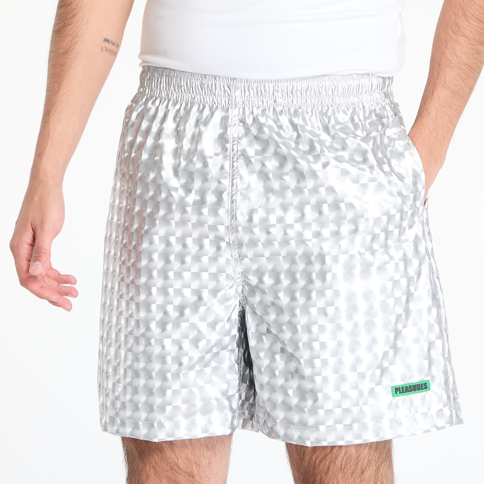 Šorti PLEASURES Pulley Active Shorts Silver
