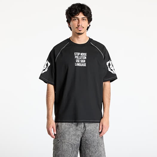 Тениска PLEASURES Pollution Boxy Raglan Black
