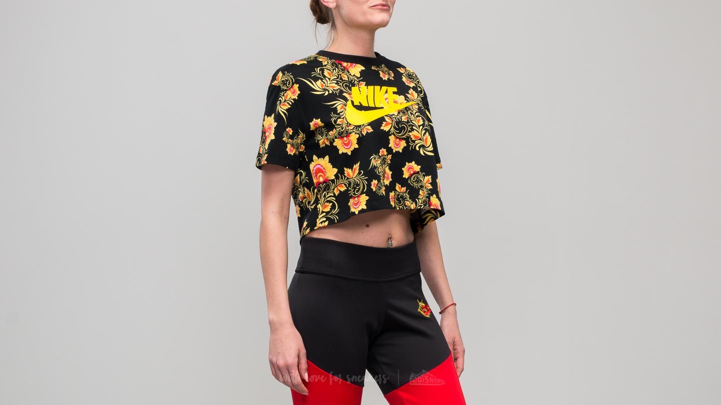 Nike all over print crop discount top