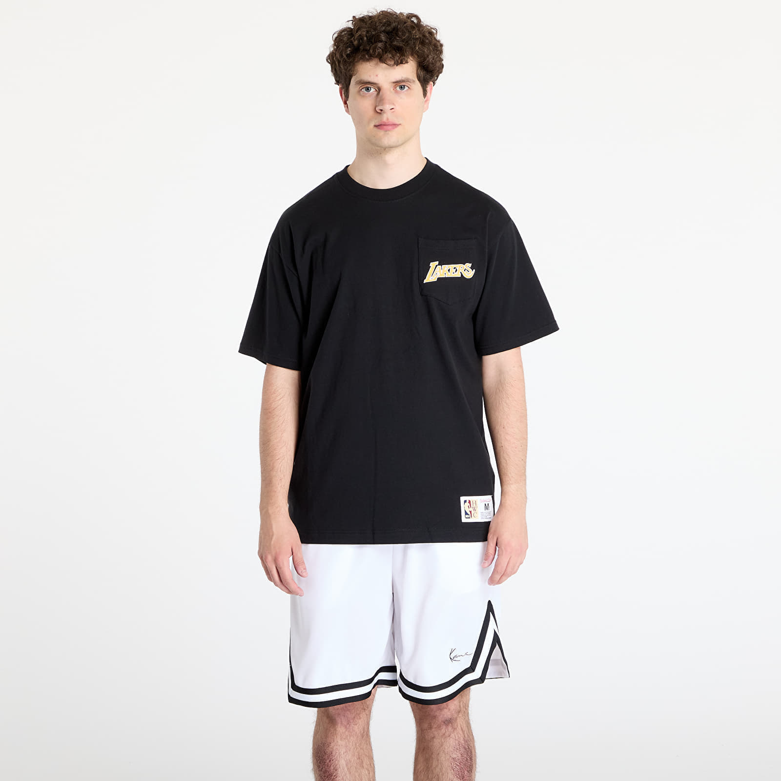 T-shirt Mitchell & Ness NBA Double Hit Ss Pocket Tee Vintage Logo Lakers Black M