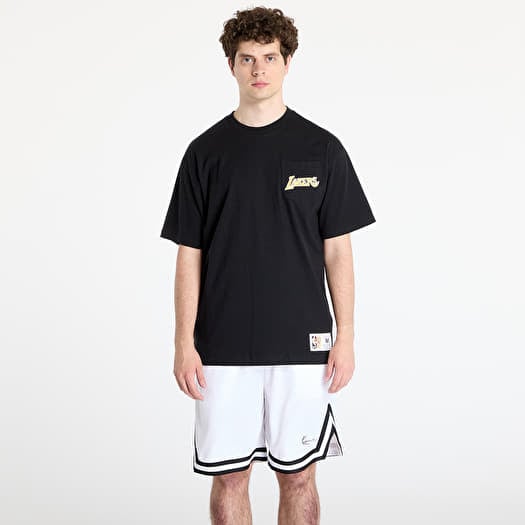 Tričko Mitchell & Ness NBA Double Hit Ss Pocket Tee Vintage Logo Lakers Black