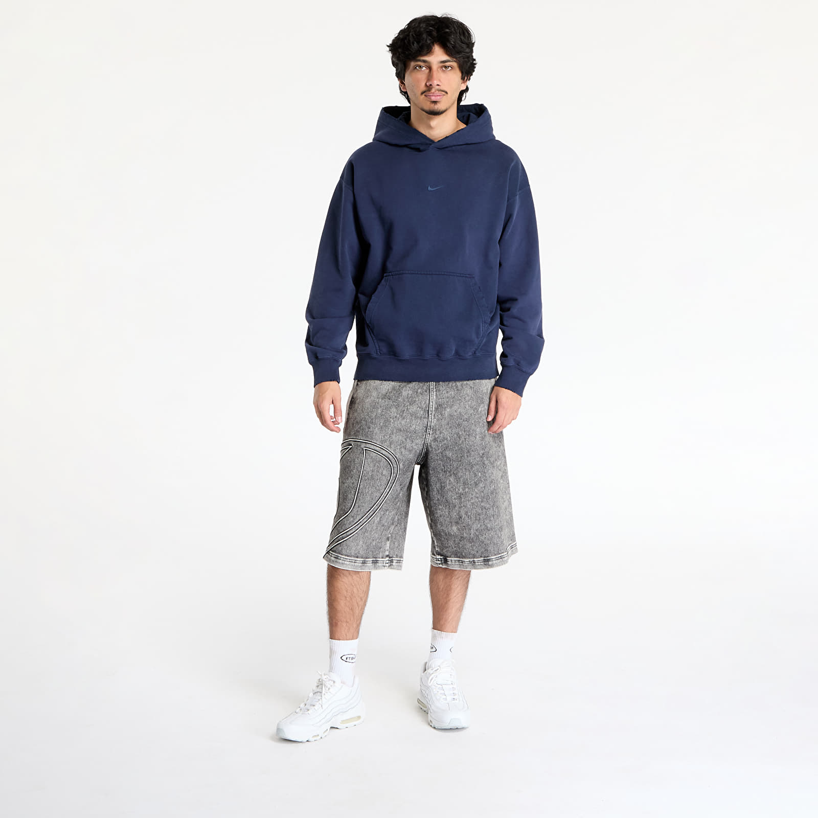 Mikiny Nike Solo Swoosh Men's French Terry Pullover Hoodie Obsidian/ Obsidian
