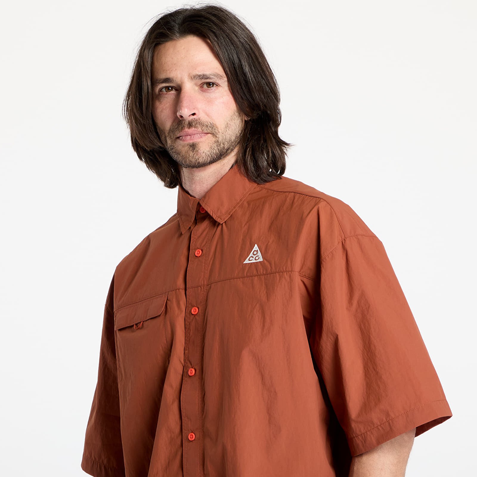 Shirts Nike ACG "Orb Weaver" UV Repel Short-Sleeve Shirt Cinnamon/ Picante Red/ Summit White