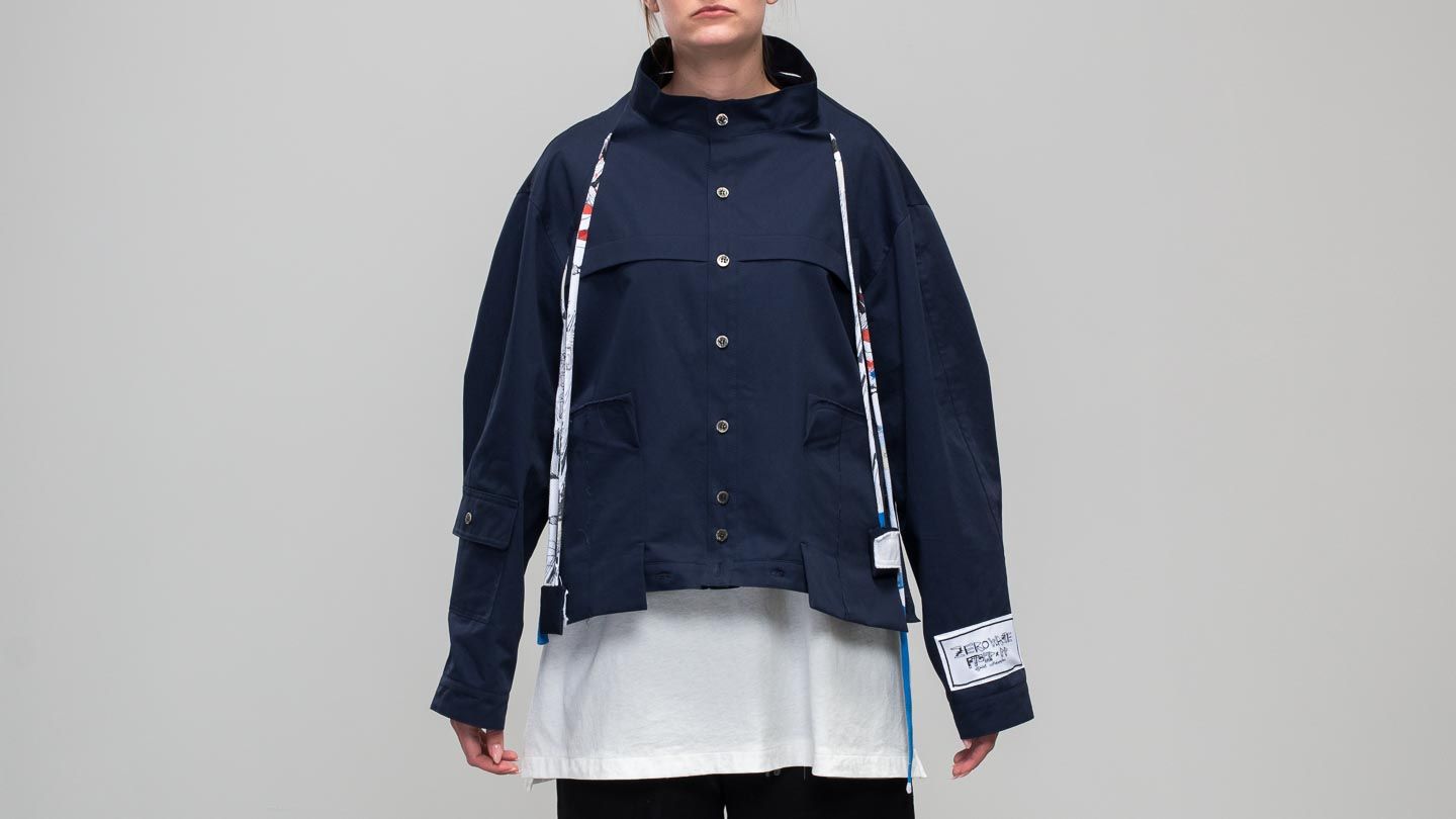 Bundy a kabáty Footshop x Petra Ptáčková ZERO WASTE Out Of Box Adjustable Coat Navy