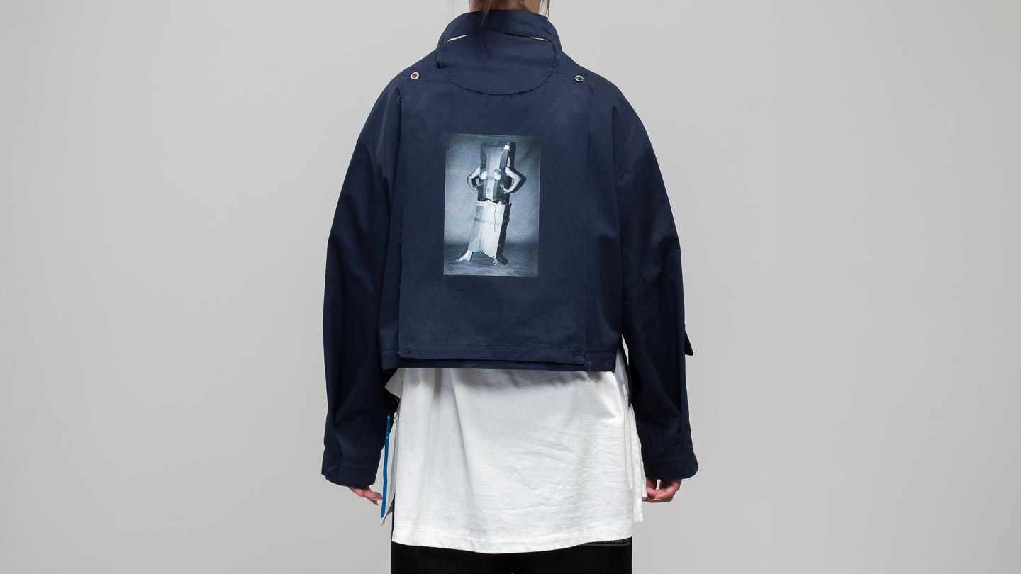 Bundy a kabáty Footshop x Petra Ptáčková ZERO WASTE Out Of Box Adjustable Coat Navy