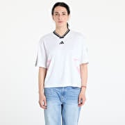 adidas Tiro Cut 3 Stripes Color Block Boyfriend T-Shirt White/ Black/ True Pink