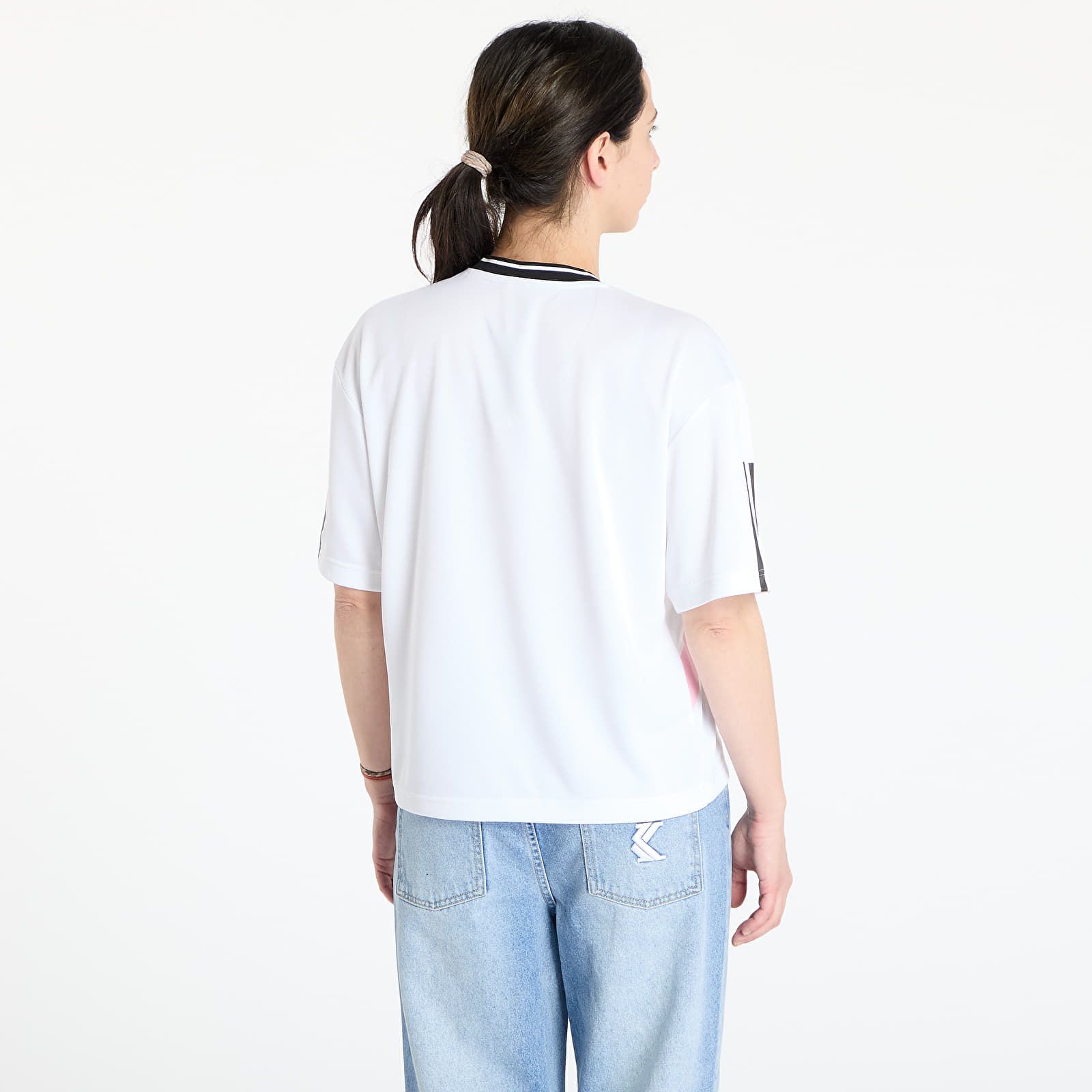 T-shirty damskie adidas Tiro Cut 3 Stripes Color Block Boyfriend T-Shirt White/ Black/ True Pink