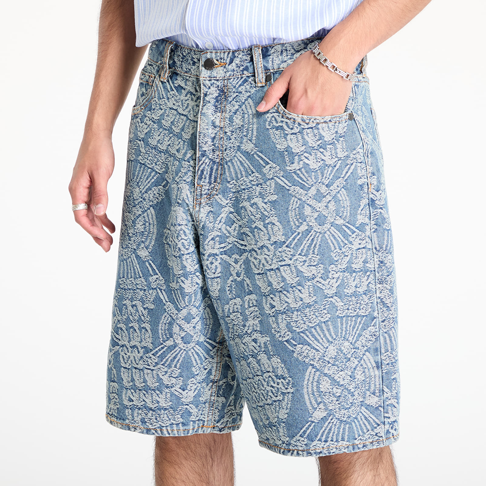 Šorti Daily Paper Macrame Denim Shorts Mid Blue