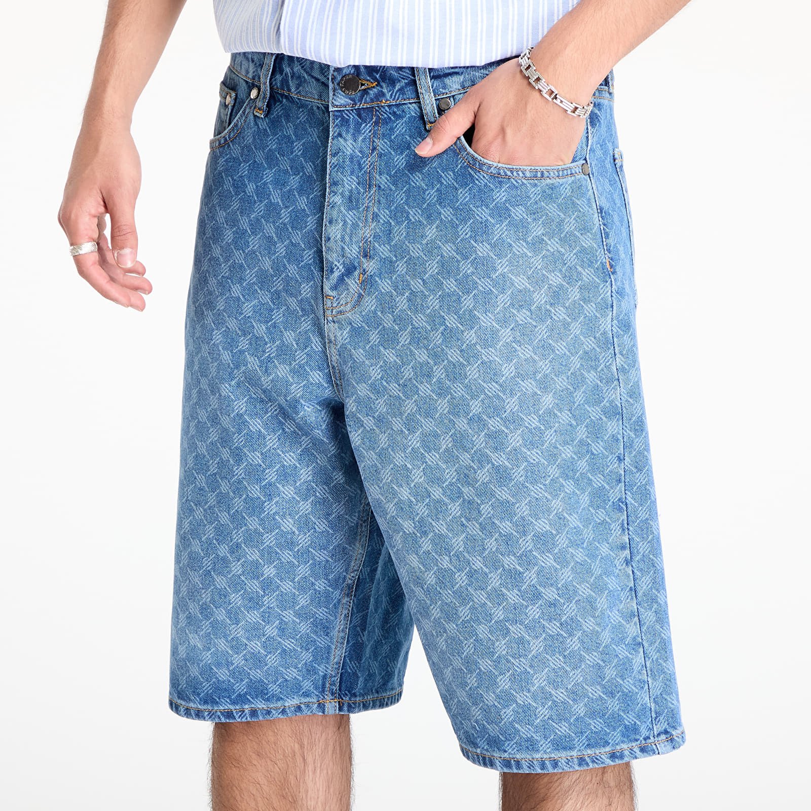 Šorti Daily Paper Monogram Denim Shorts Blue