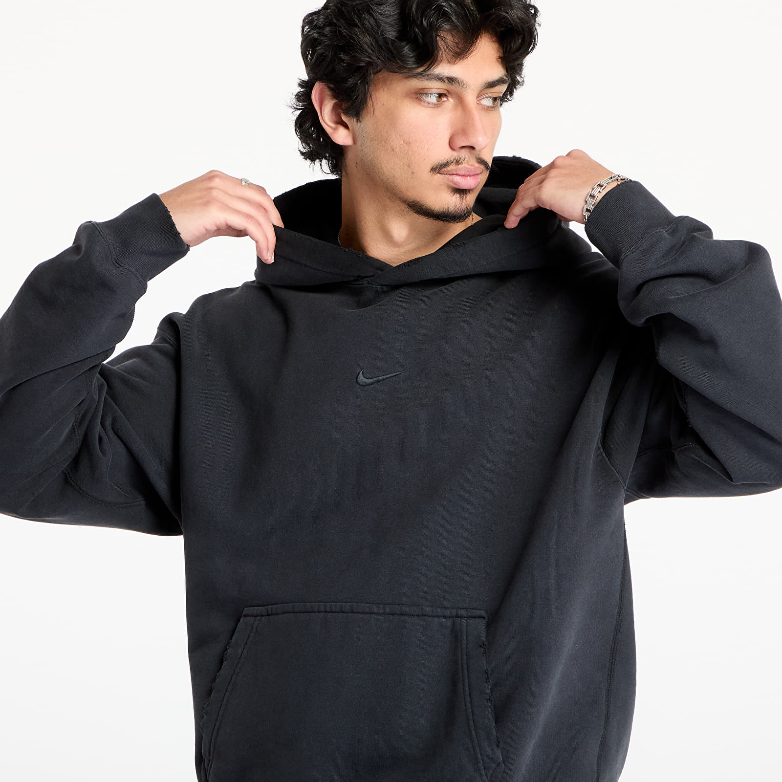 Mikinas ar kapuci un sporta krekli Nike Solo Swoosh Men's French Terry Pullover Hoodie Black/ Black