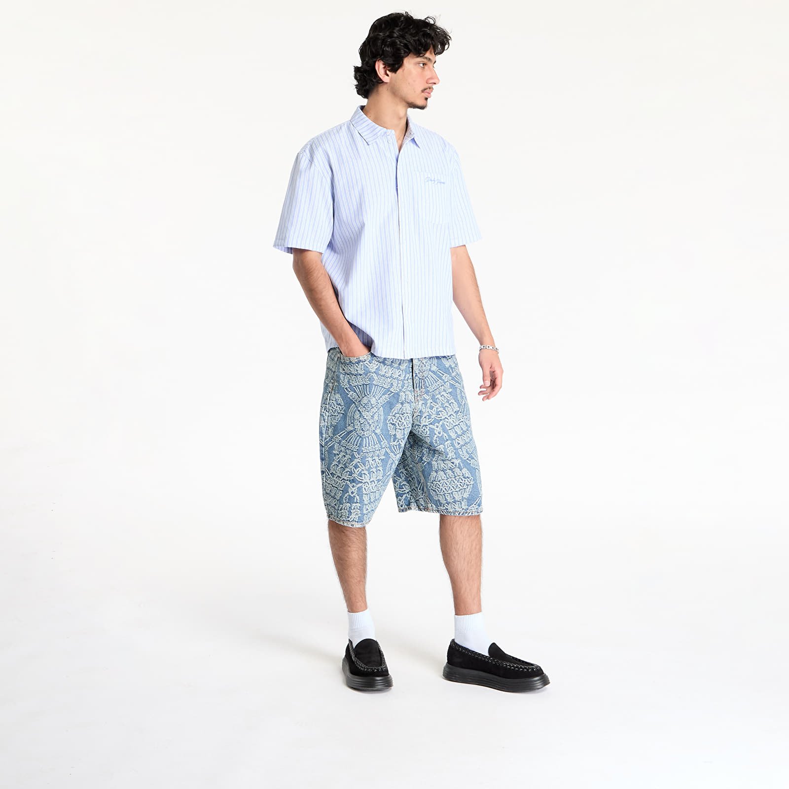 Šorti Daily Paper Macrame Denim Shorts Mid Blue