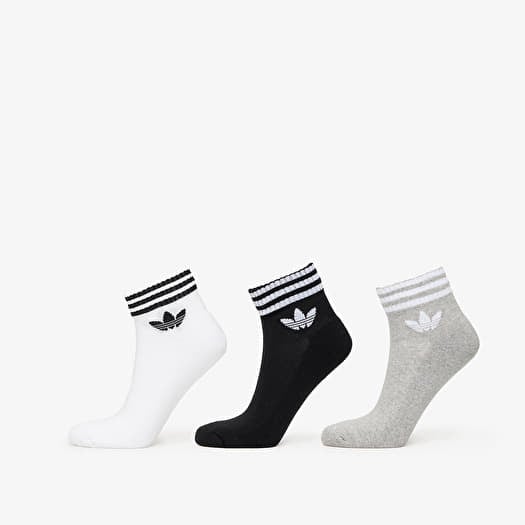 adidas 3-Stripes Ankle Socks 3-Pack White/ Medium Grey Heather/ Black