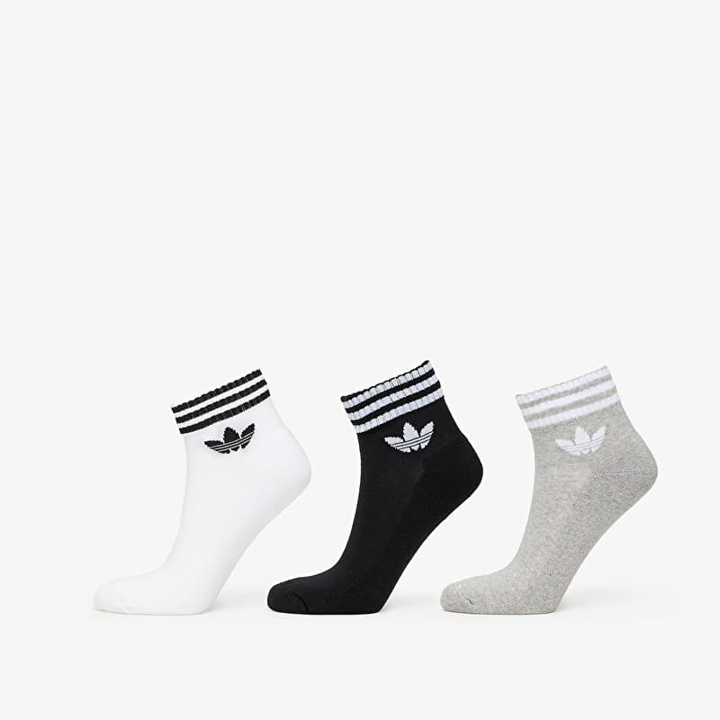 Шкарпетки adidas 3-Stripes Ankle Socks 3-Pack White/ Medium Grey Heather/ Black