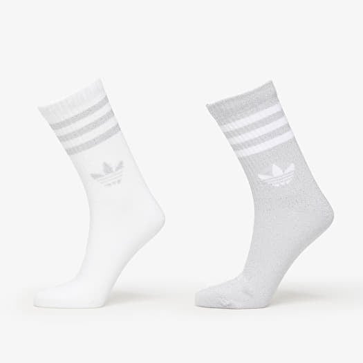 adidas 3-Stripes Glitter Crew Socks 2-Pack Silver Met.