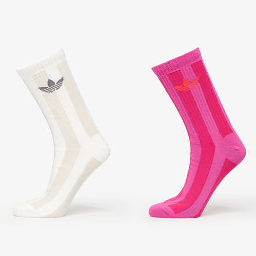 adidas Striped Crew Socks 2-Pack Off White/ Signal Green