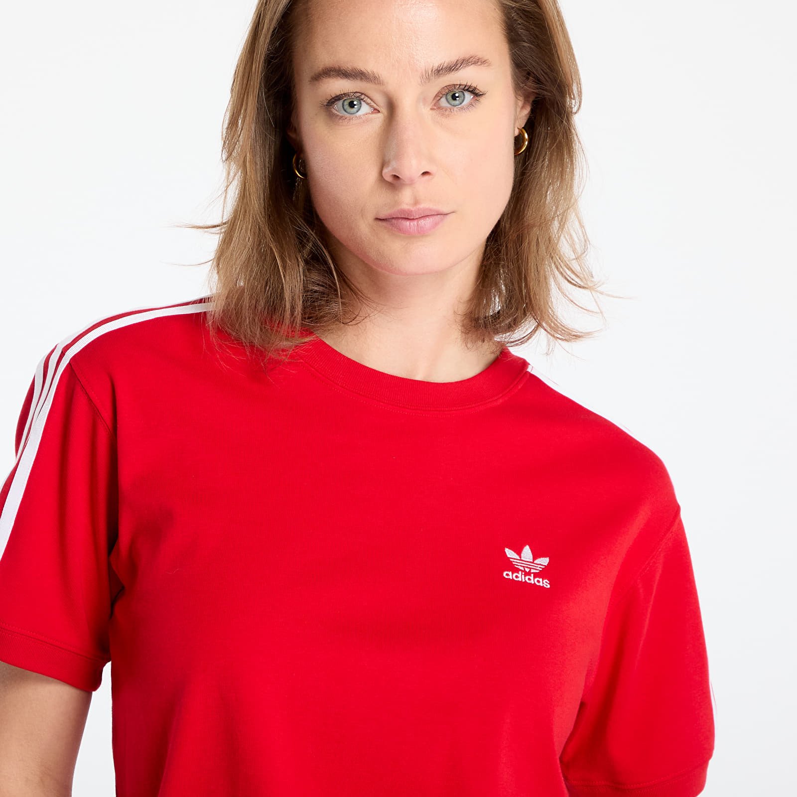 T-shirty damskie adidas 3 Stripe Tee Better Scarlet