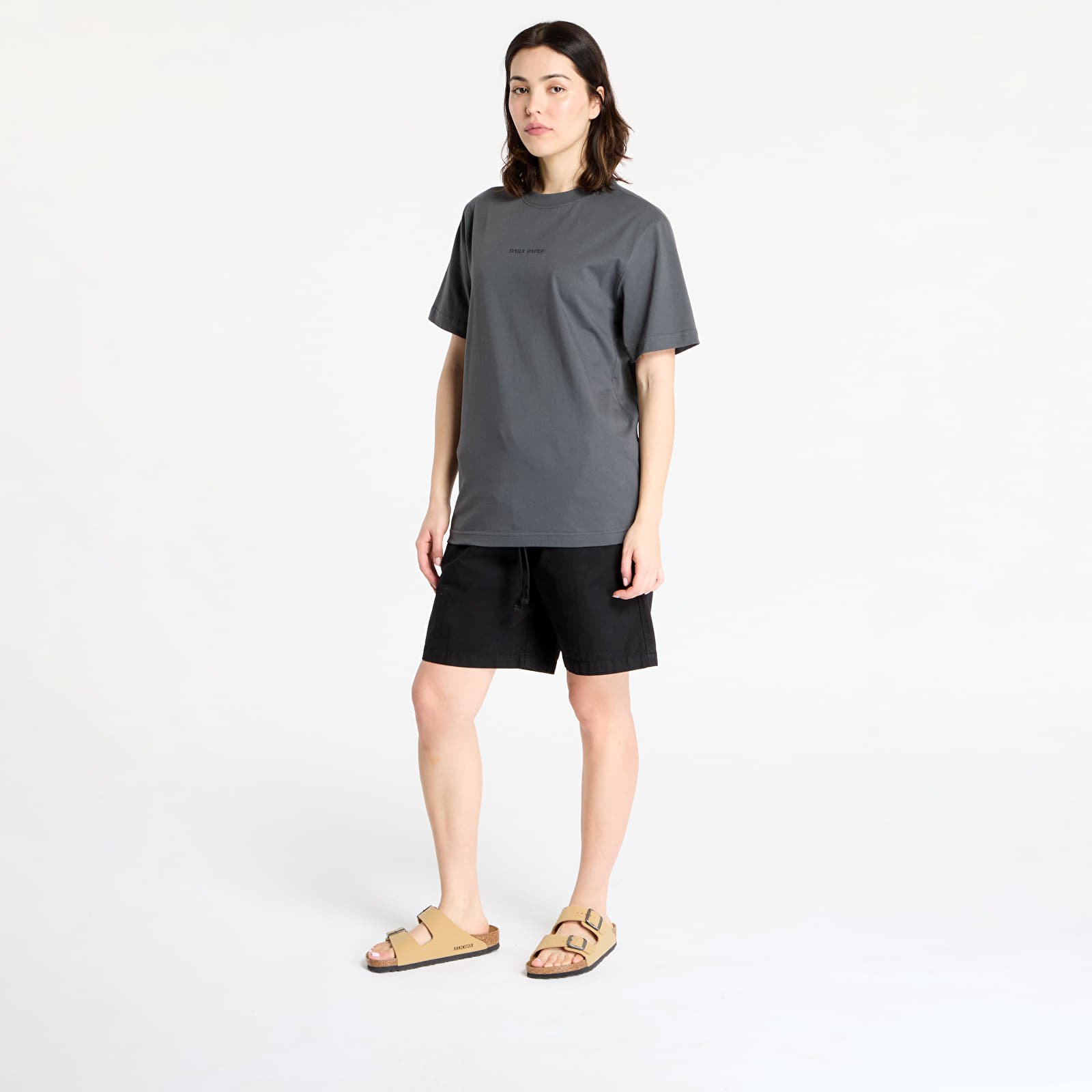 Pólók Daily Paper Tin Lid T-Shirt UNISEX Black Oyster