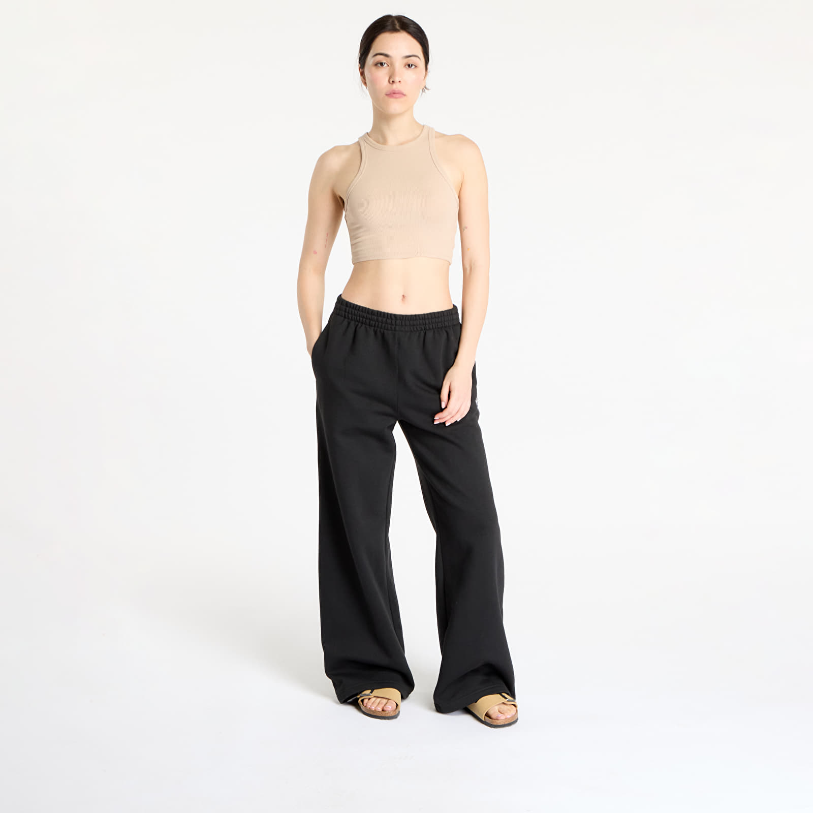 Jogger bikses adidas Essentials Wide Leg Pant Fleece Black