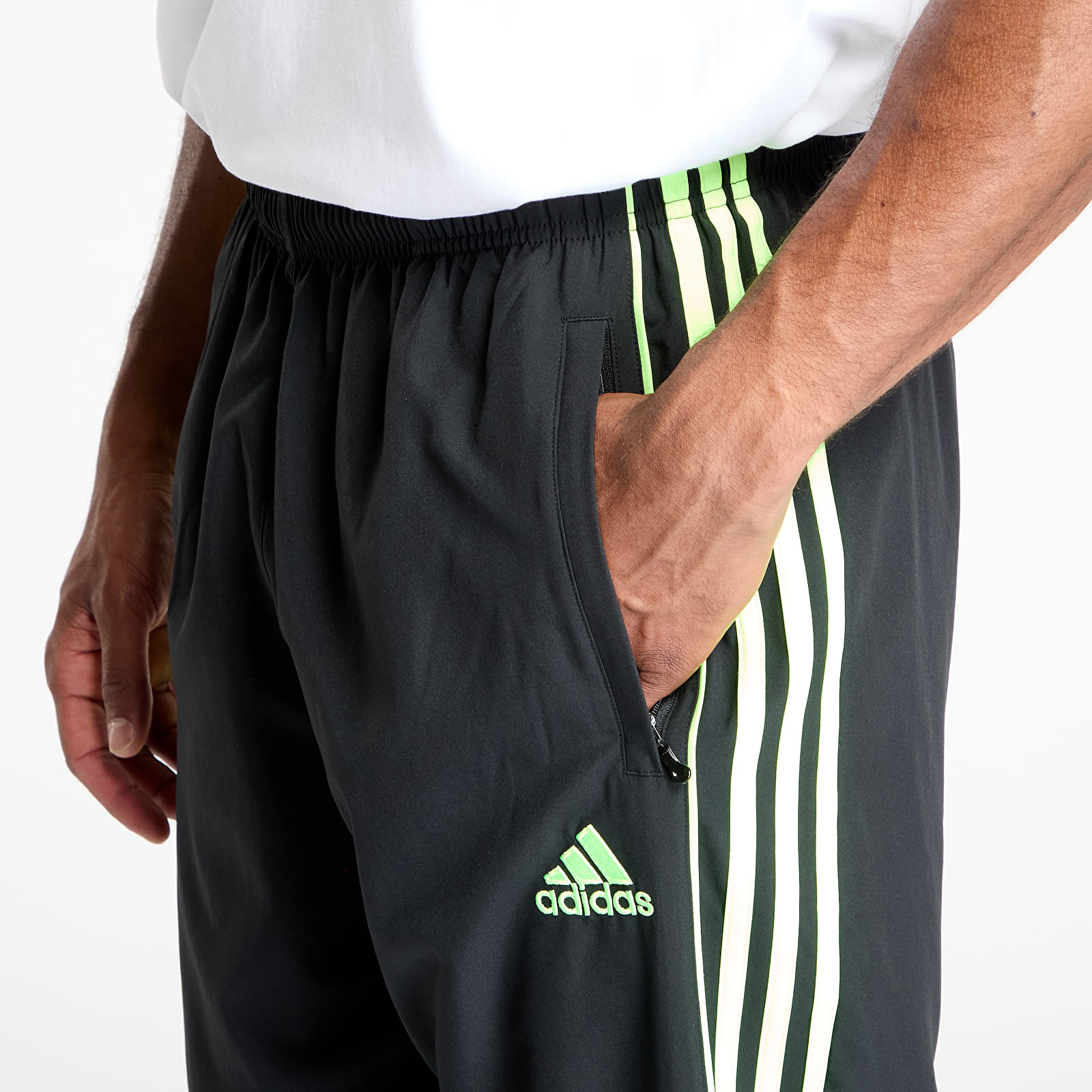 Men's trousers adidas Teamgeist Adicolor Track Tracksuit Bottoms Black/ Signal Green