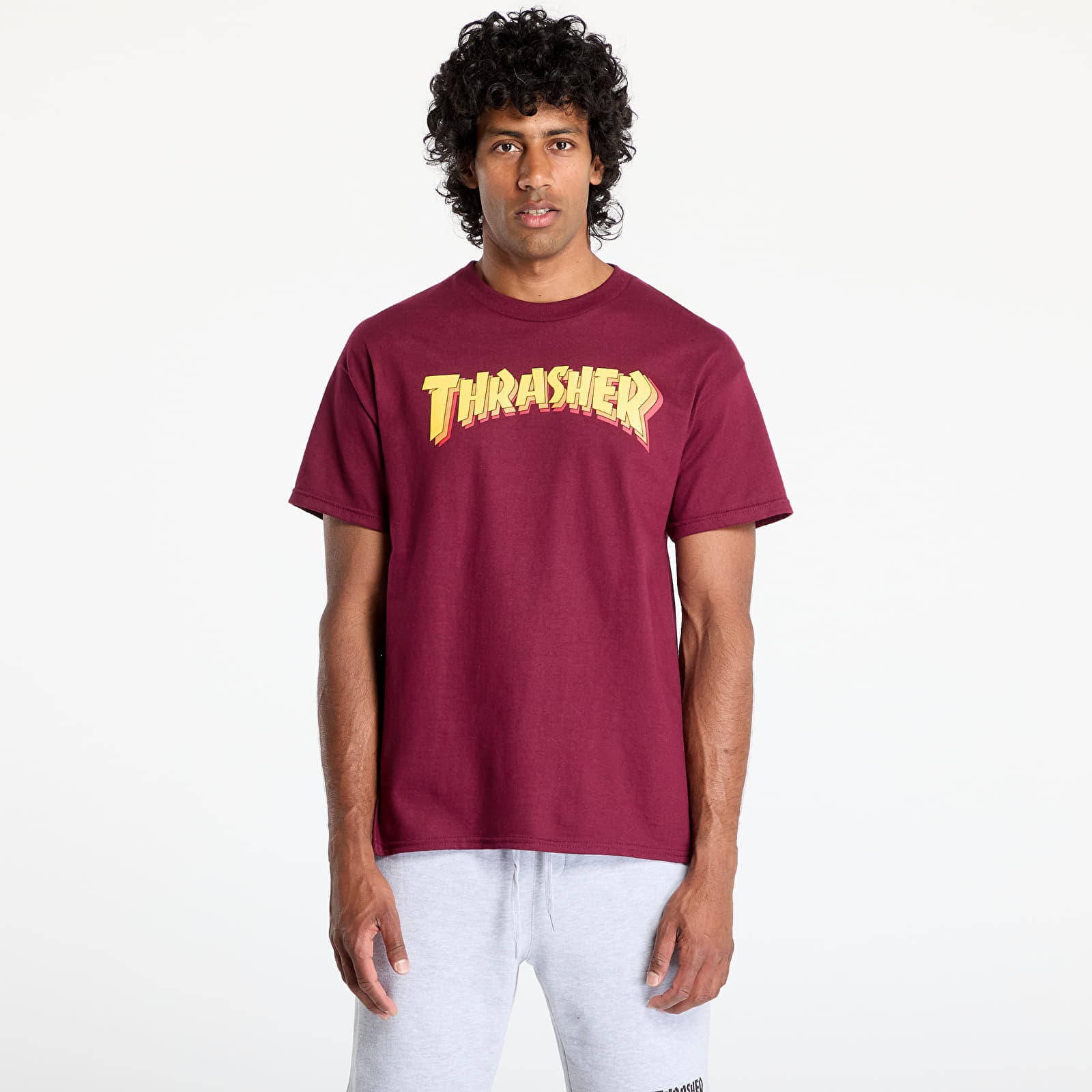 Тениска Thrasher Stacked T-Shirt Maroon XL