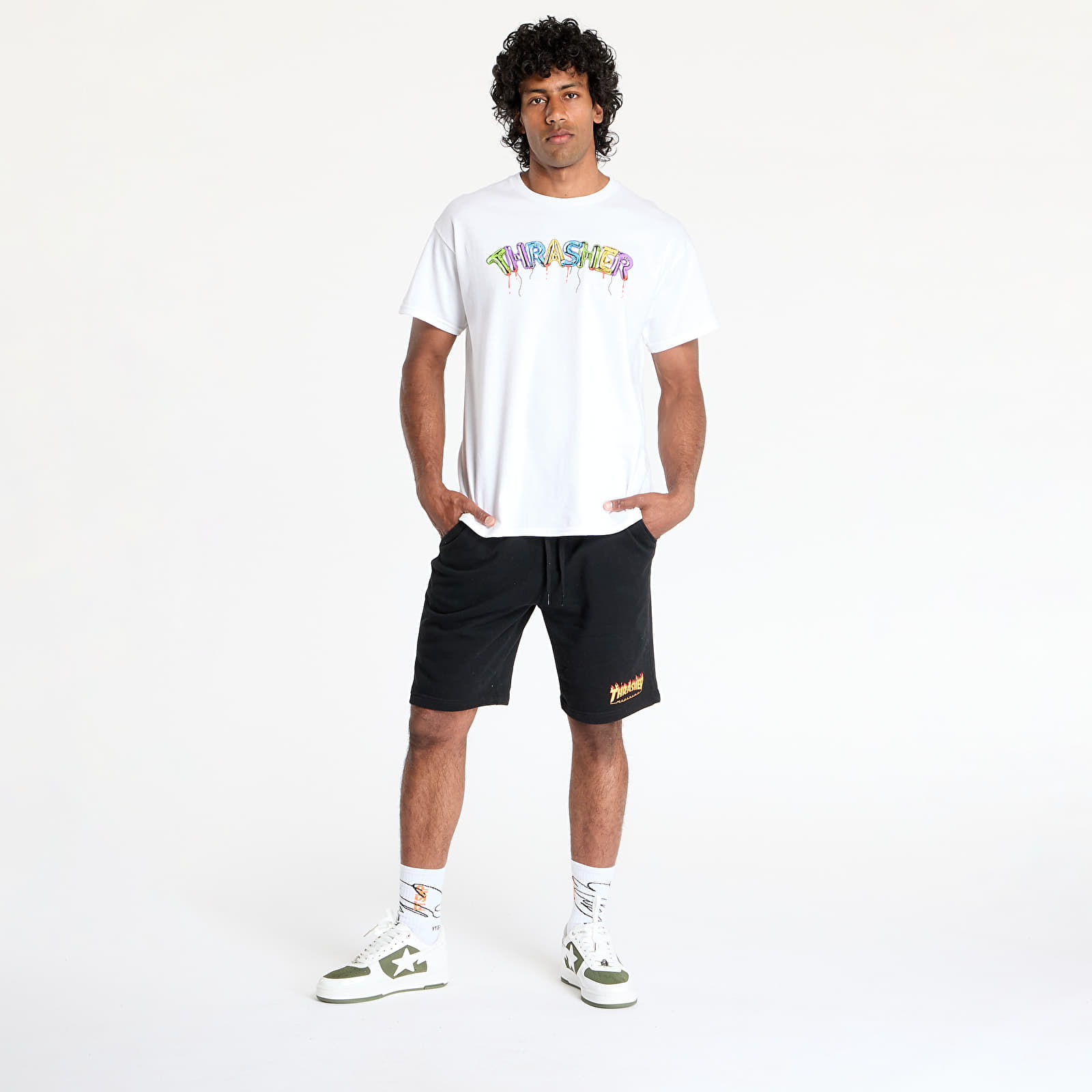Rövidnadrágok Thrasher Flame P.E. Shorts Black