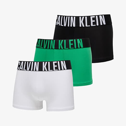 Calvin Klein Intense Power Cotton Stretch Trunk 3-Pack White/ Black/ Blossom Green