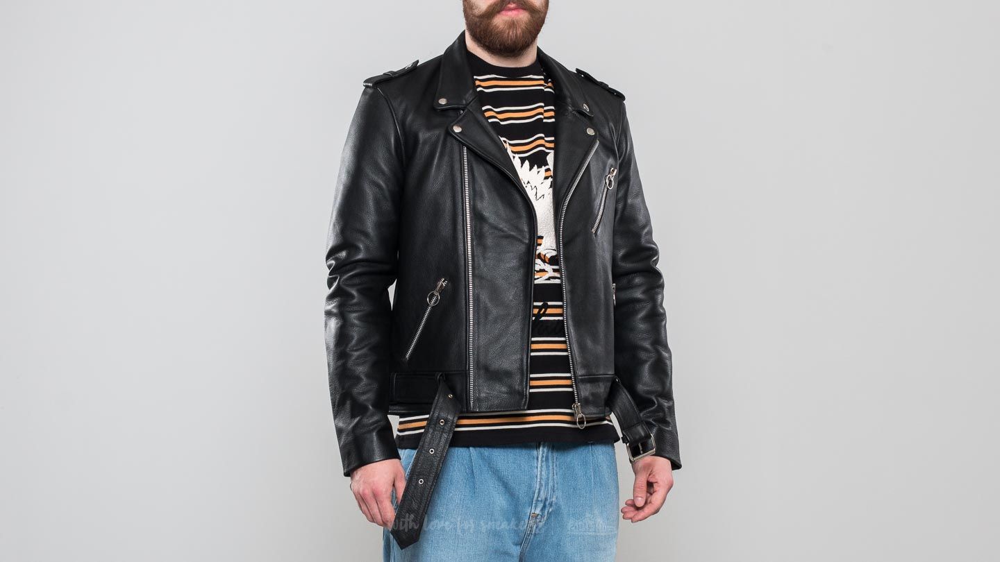 Bundy Soulland Richenback Heavy Leather Biker Jacket Black