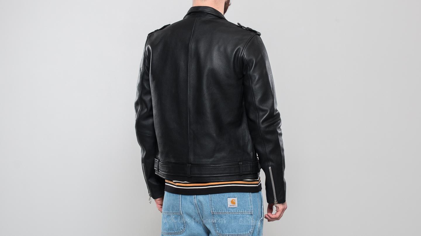 Bundy Soulland Richenback Heavy Leather Biker Jacket Black