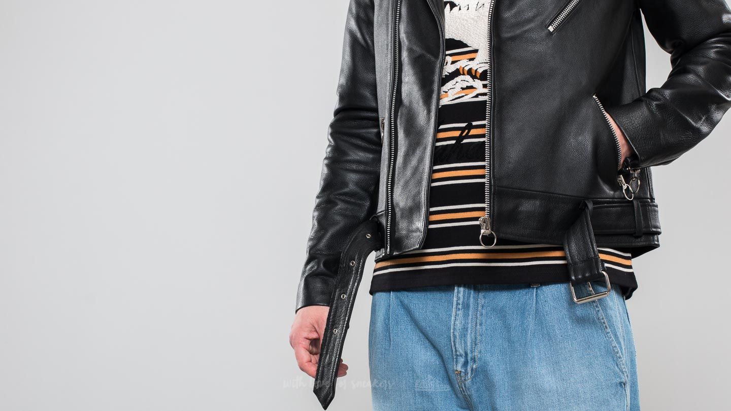 Bundy Soulland Richenback Heavy Leather Biker Jacket Black