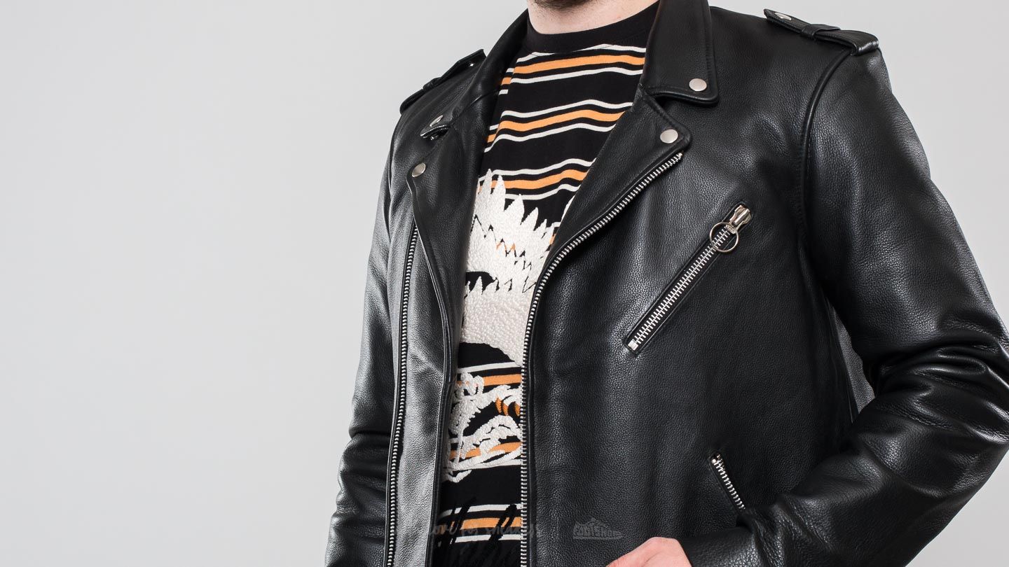 Bundy Soulland Richenback Heavy Leather Biker Jacket Black