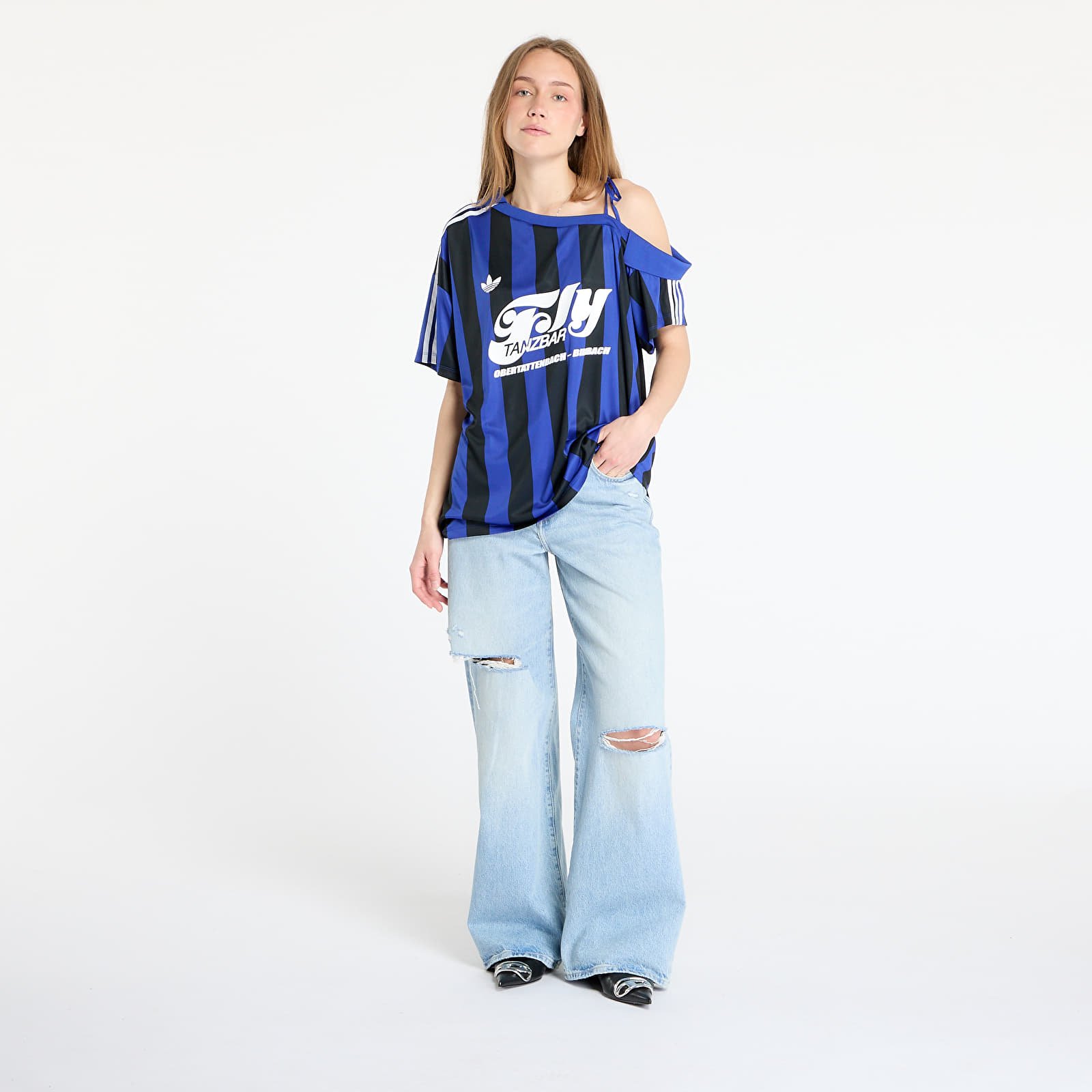 Trikók adidas Originals Off Shoulder Jersey Semi Lucid Blue/ Black
