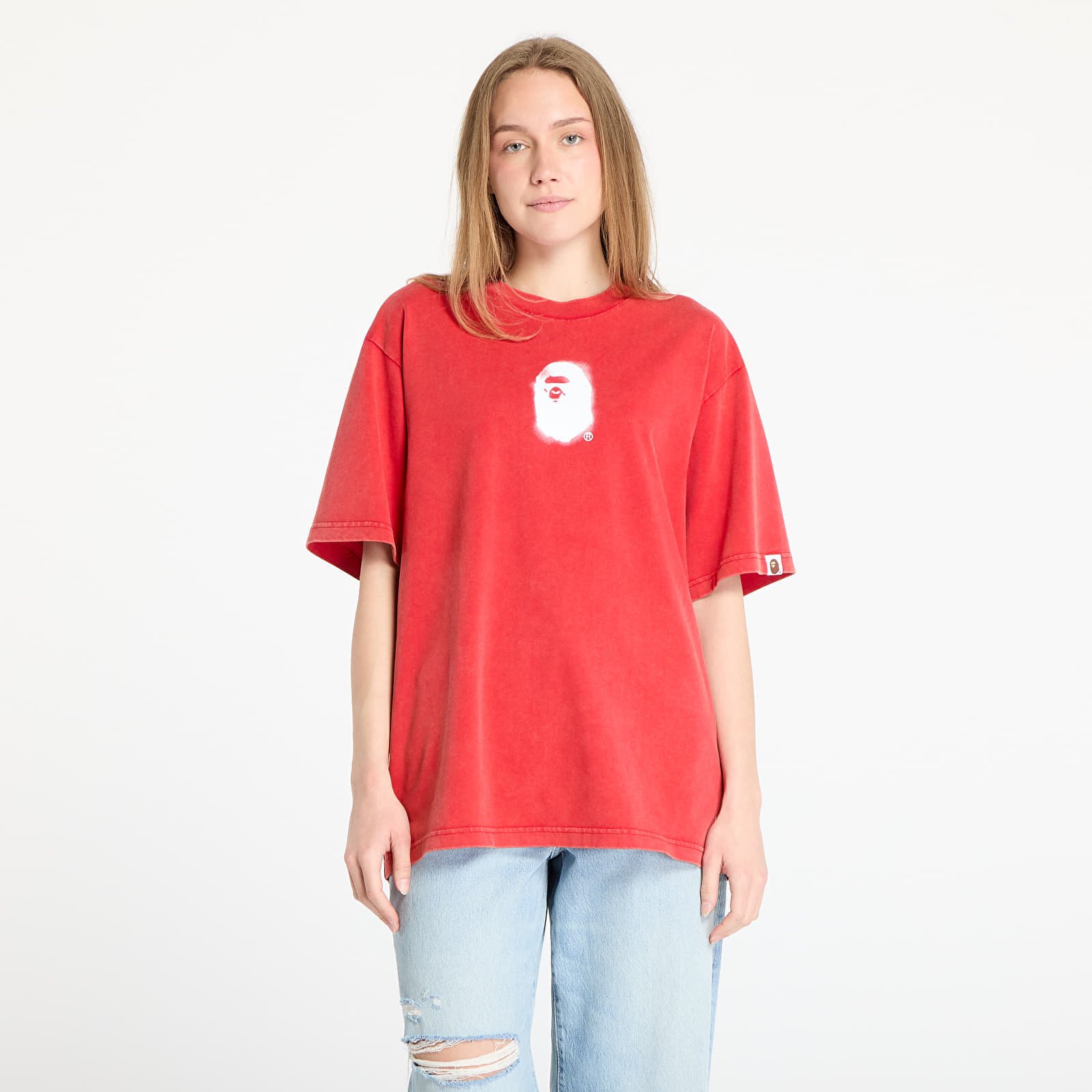 Tricou A BATHING APE Pigment Print Ape Head Relaxed Fit Tee UNISEX Red XXL