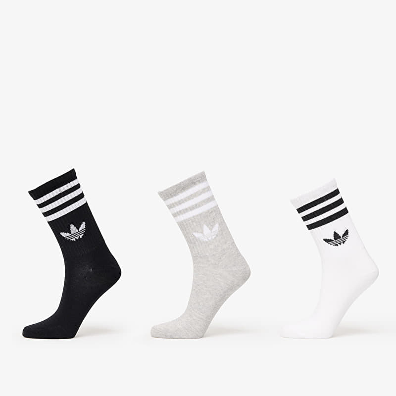 Socken adidas 3-Stripes Crew Socks 3-Pack White/ Grey/ Black