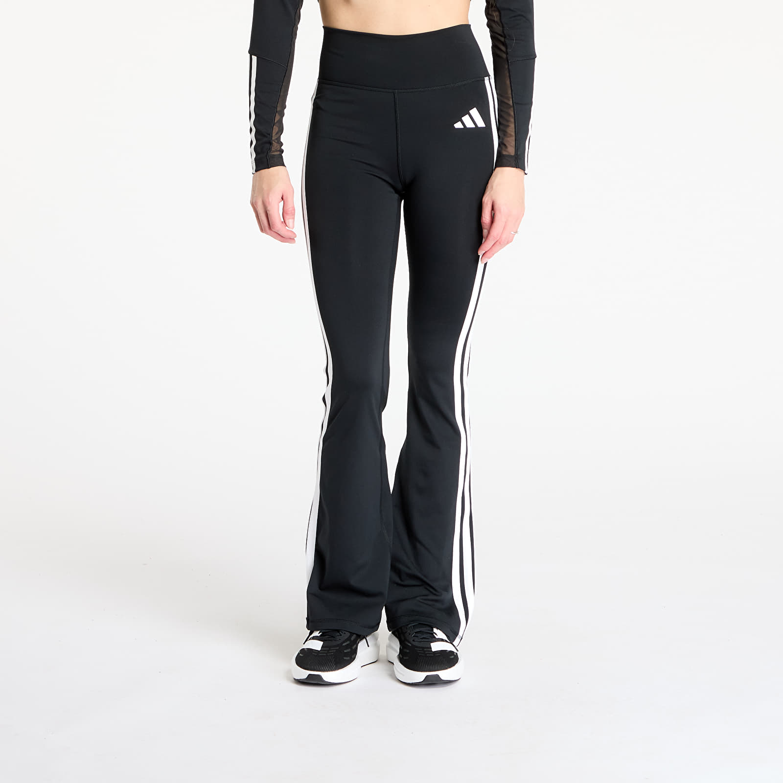 Legginsy damskie adidas Optime Essentials 3-Stripes Flared Leggings Black/ White
