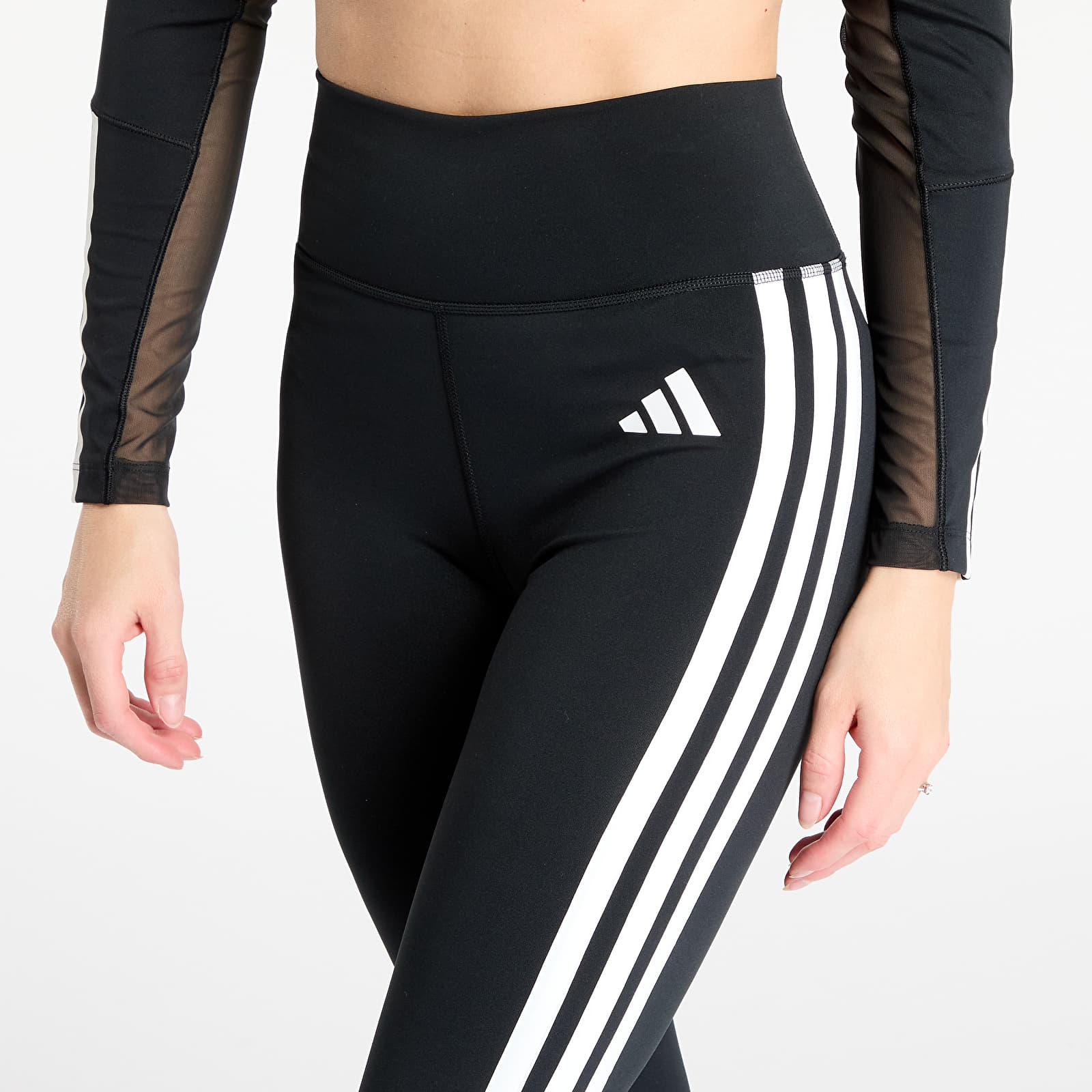 Legginsy damskie adidas Optime Essentials 3-Stripes Flared Leggings Black/ White