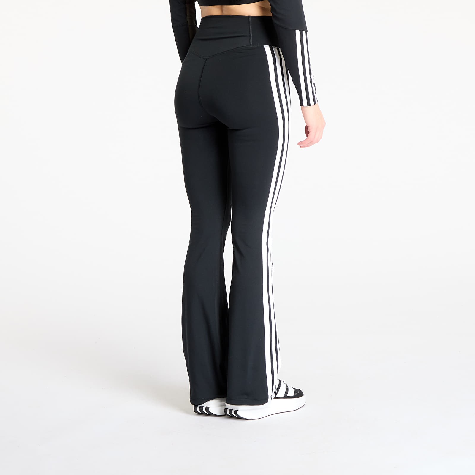 Legginsy damskie adidas Optime Essentials 3-Stripes Flared Leggings Black/ White