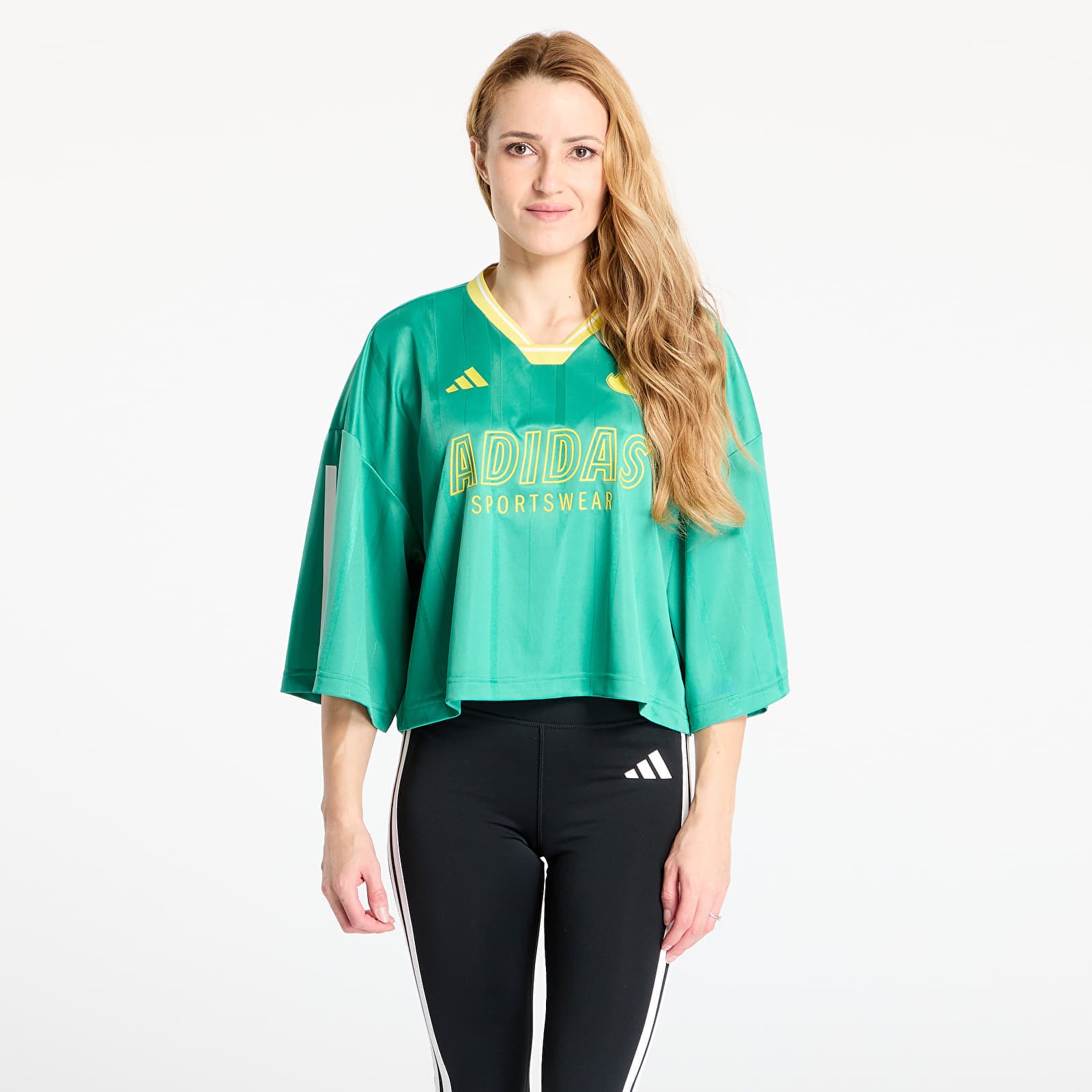 Jersey adidas Tiro Cut 3 Stripes Oversized Mesh Jersey Semi Court Green/ Black/ Pure Sulfur L