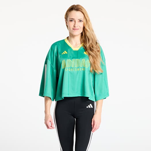 Джърси adidas Tiro Cut 3 Stripes Oversized Mesh Jersey Semi Court Green/ Black/ Pure Sulfur