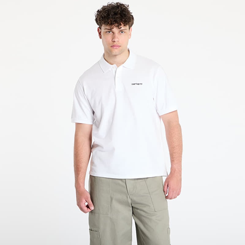 Marškinėliai Carhartt WIP S/S Carhartt Script Polo UNISEX White/ Black