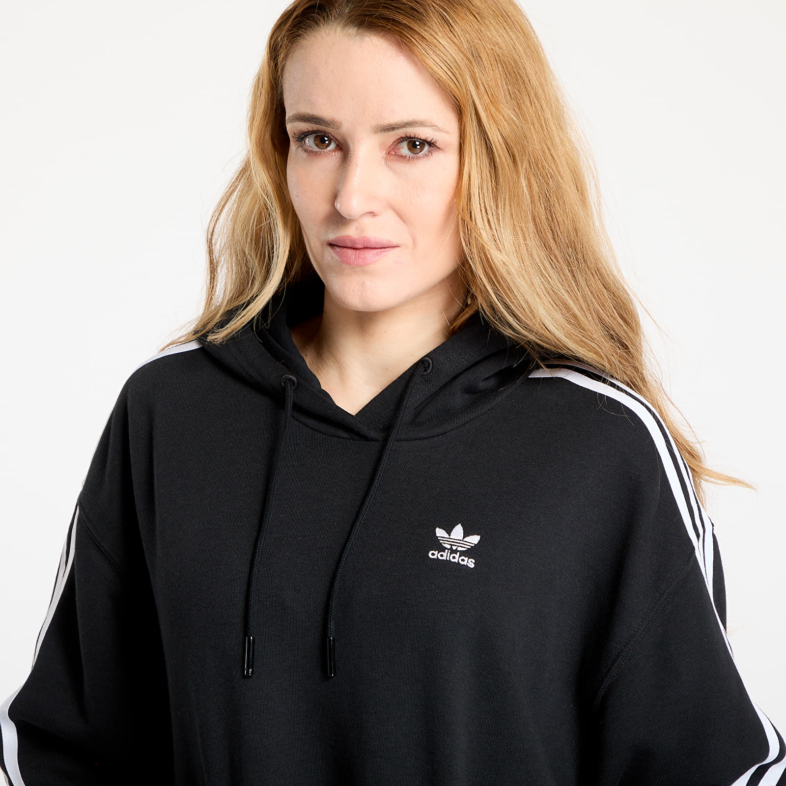 Kapucnis pulóverek és pulcsik adidas 3 Stripes Hoodie Os Black