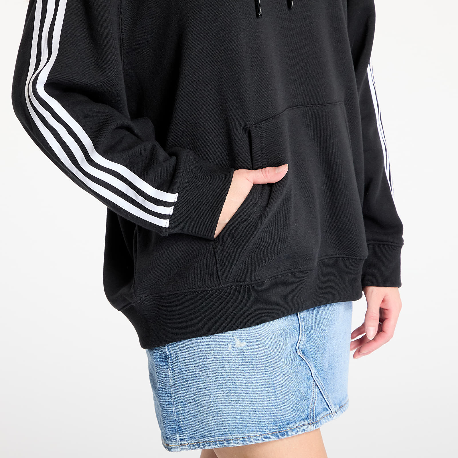 Kapucnis pulóverek és pulcsik adidas 3 Stripes Hoodie Os Black