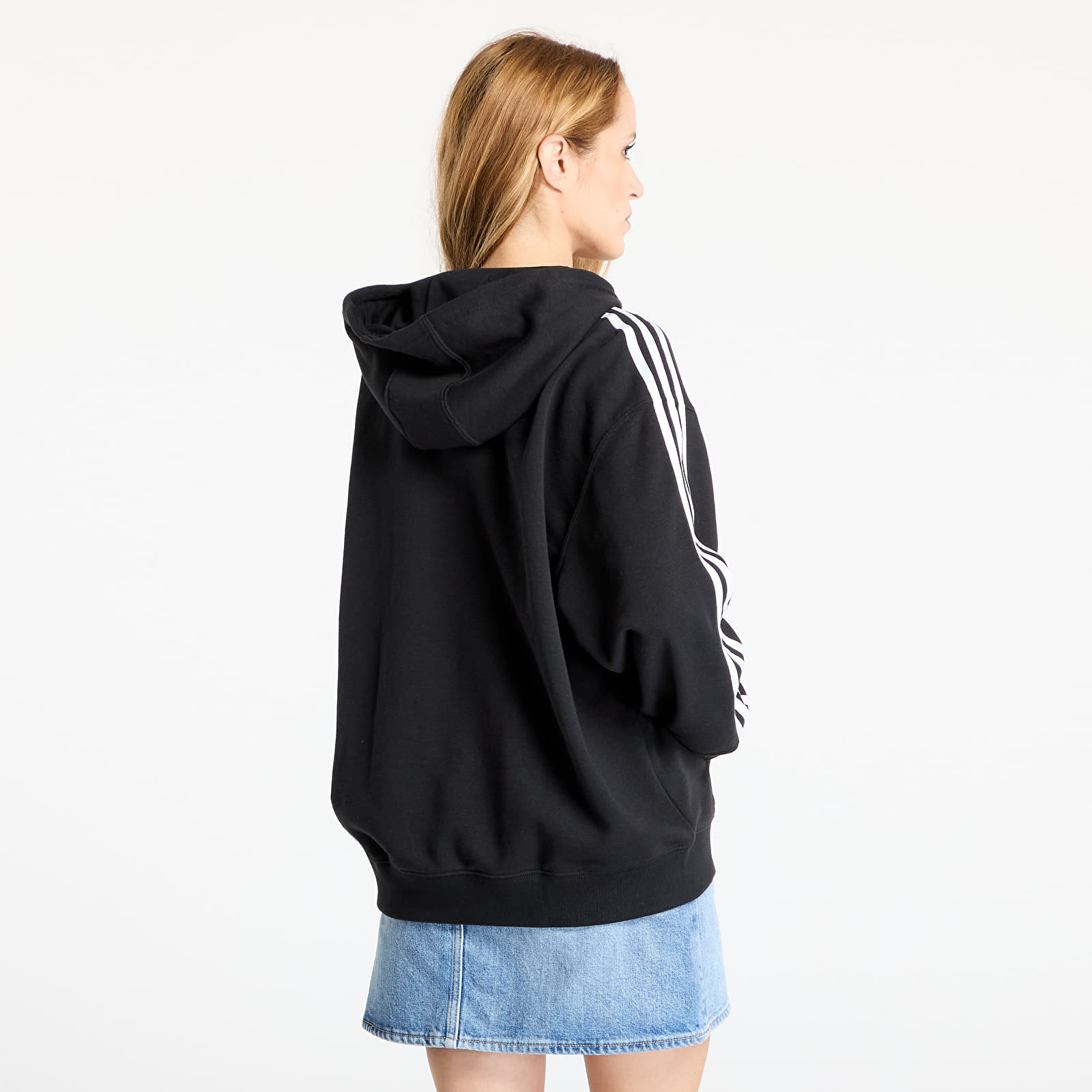 Kapucnis pulóverek és pulcsik adidas 3 Stripes Hoodie Os Black