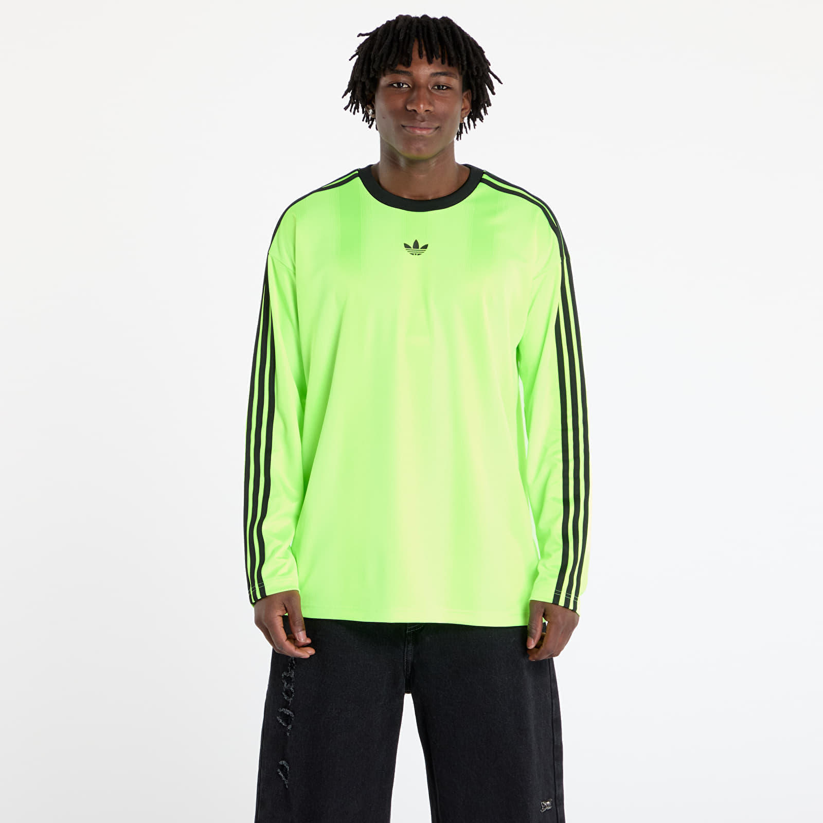 Джърси adidas Jacquard Jersey Long Sleeve Tee Neon Green/ Black S