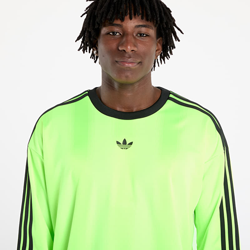adidas Jacquard Jersey Long Sleeve Tee Neon Green/ Black | Footshop