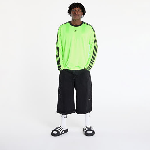 adidas Jacquard Jersey Long Sleeve Tee Neon Green/ Black | Footshop